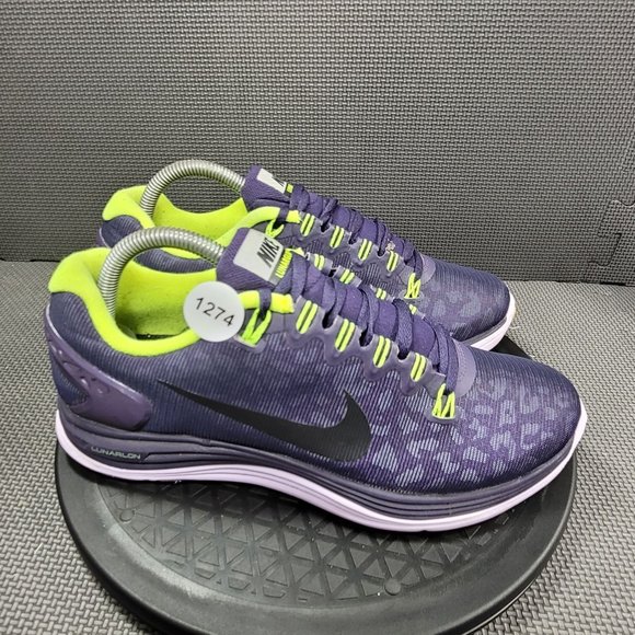 Womens Sz 9 Purple Cheetah Print Nike Lunar Glide+ 5 Running Shoes - Picture 1 of 8